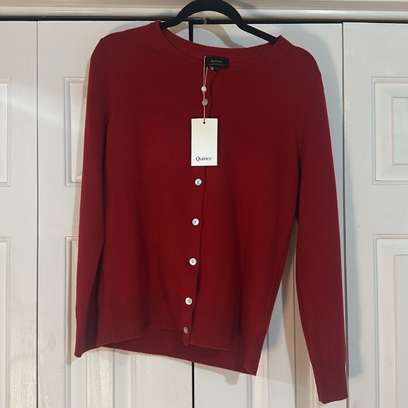 NWT Quince Mongolian Cashmere Red Cardigan - Picture 6 of 8